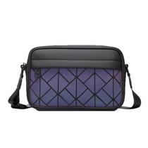 Bolsa Messenger em couro impermeável para homens com design geométrico Bolsa Messenger em couro impermeável para homens com design geométrico