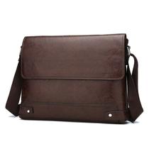 Bolsa Messenger em couro PU Business Shoulder 33x5x24cm marrom