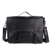 Bolsa Messenger em couro PU Business Shoulder Crossbody preta Bolsa Messenger em couro PU Business Shoulder Crossbody preta