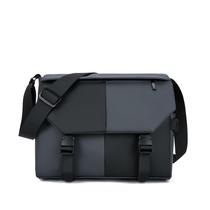 Bolsa Messenger em couro PU impermeável para homens 33x13x25cm