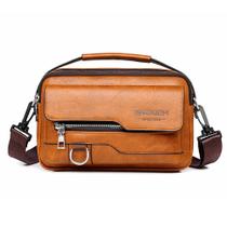 Bolsa Messenger em couro PU para homens com alça ajustável
