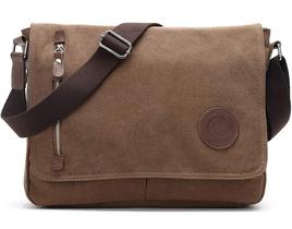 Bolsa Messenger HuaChen M36 Coffee Durable Canvas para laptop de 14"