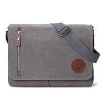 Bolsa Messenger Mactso Vintage Canvas para homens e mulheres cinza