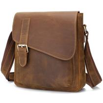 Bolsa Messenger Masculina Augus de Couro Marrom - Tiracolo e Ombro