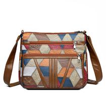 Bolsa Messenger Patchwork para mulheres em couro macio