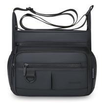 Bolsa Messenger PU resistente à água para homens 26x10x21cm preta
