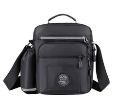 Bolsa Messenger, tecido Oxford para homens, impermeável, preta
