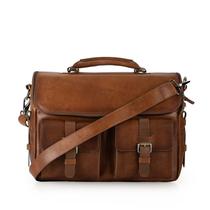 Bolsa Messenger VELEZ Full Grain Leather para laptop de 15 polegadas marrom