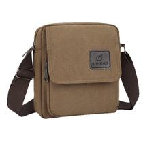 Bolsa Messenger Vinta Canvas para homens 20x7x22cm cáqui