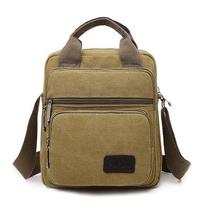 Bolsa Messenger Vinta Canvas para homens 21x7x23cm cáqui
