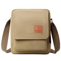 Bolsa Messenger Vinta Canvas para homens 24x8x27cm cáqui