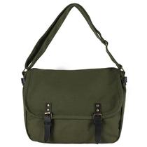 Bolsa Messenger Vinta Canvas para homens 36x12x28cm verde oliva