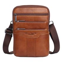 Bolsa Messenger Vintage Hebetag Pequena de Couro Marrom para Homens