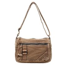 Bolsa Messenger Vintage Lavada em Jeans de Grande Capacidade