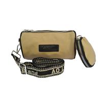 Bolsa mini bag alça ombro e transversal estilo cilindro com porta-moedas impermeável