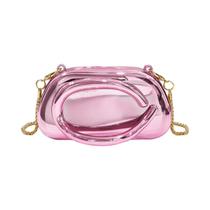 Bolsa Mini Clutch Com Fecho De Metal Dourado Para Mulheres, Bolsa De Ombro Com Corrente Para Festas