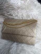 Bolsa Mini com Corrente Dourada Transversal Feminina bege Bolsa Mini com Corrente Dourada Transversal Feminina bege