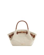 Bolsa Mini Tote Hana JW PEI Marrom em Canvas 28x16x8cm Bolsa Mini Tote Hana JW PEI Marrom em Canvas 28x16x8cm