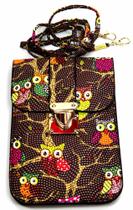 Bolsa Mini transversal coruja feminina Marrom + relógio de led