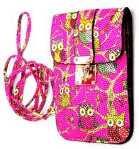 Bolsa Mini transversal coruja feminina Pink + relógio de led