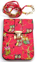 Bolsa Mini transversal coruja feminina Vermelho + relógio de led