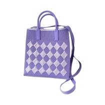 Bolsa Mini Transversal Tricotada Em Cores Candy Para Mulheres, Design Romboidal, Bolsa De Ombro Bolsa Mini Transversal Tricotada Em Cores Candy Para Mulheres, Design Romboidal, Bolsa De Ombro