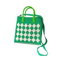 Bolsa Mini Transversal Tricotada Em Cores Candy Para Mulheres, Design Romboidal, Bolsa De Ombro Bolsa Mini Transversal Tricotada Em Cores Candy Para Mulheres, Design Romboidal, Bolsa De Ombro