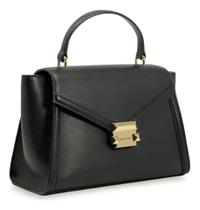 Bolsa MK Preta Com Detalhes Dourado