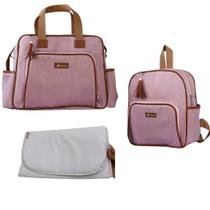 Bolsa Mochila c/ Trocador Maternidade Montecarlo Cor:Rosa