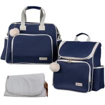 Bolsa Mochila c/ Trocador Maternidade Versalhes Cor:Azul marinho
