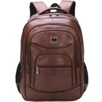 Bolsa Mochila de Couro Universitária Unissex Grande Reforçada Cabo de Aço Grande
