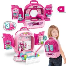 Bolsa Mochila de Maquiagem Infantil e Casinha Beauty Station Salão de Beleza Replay Kids