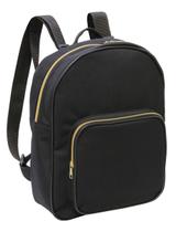 Bolsa-mochila em tecido natural preto com ziper dourado ls bm3169