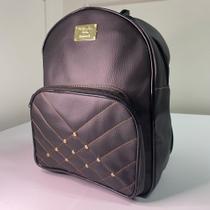 Bolsa mochila escolar detalhe costura rebite feminina reforçada