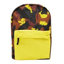 Bolsa Mochila Escolar Estampa Geométrica Tricolor Amarela Masculina - Top Bolsas
