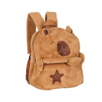 Bolsa Mochila Escolar Infantil Capivara Pelucia Viagens -