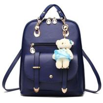 Bolsa Mochila Feminina Com Chaveiro Urso material sintético BL1201