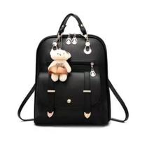 Bolsa Mochila Feminina Com Chaveiro Urso preto BL1201