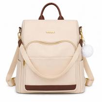 Bolsa Mochila Feminina Grande Com Alça De Costas E Transversal Antifurto Impermeável Com Chaveiro De Pompom Ideal Para Escola Passeio Trabalho