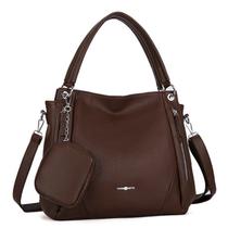 Bolsa Mochila Feminina Grande De Ombro Com Alça Transversal De Couro PU TM9034 LING Cor:Coffee