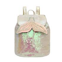 Bolsa Mochila Feminina Infantil Juvenil Escolar Menina Brilhante Cauda de Pequena Sereia Lili July
