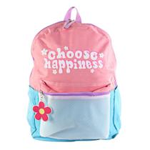 Bolsa Mochila Feminina Menina Escolar Viagem Happiness Moderna com Bolsos