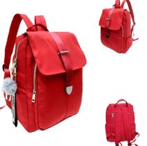 Bolsa Mochila Feminina Trabalho Escolar Brinde Chaveiro Pompom