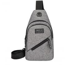 Bolsa Mochila Impermeável Transversal Crossbody Pochete De Peito Portátil Alça única Ajustável Cinza