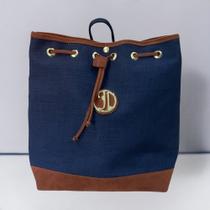 Bolsa mochila linho e couro jj oliver