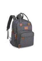Bolsa Mochila Maternidade Donna Laço Bebê LB Kyara Cinza Escuro