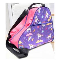 Bolsa Mochila Patins Quad Inline Infantil Unicórnio Lilás