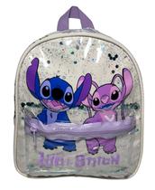 Bolsa Mochila Pequena De Costas Infantil Juvenil Fashion Stitch E Angel Com Glitter Passeio Disney