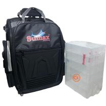 Bolsa mochila pesca sumax sm-1203 preta c/3 estojos para iscas - carretilhas - apetrechos