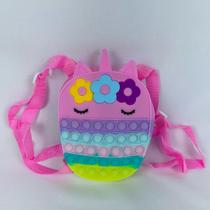 Bolsa Mochila Pop It Infantil Menina De Silicone Unicórnio